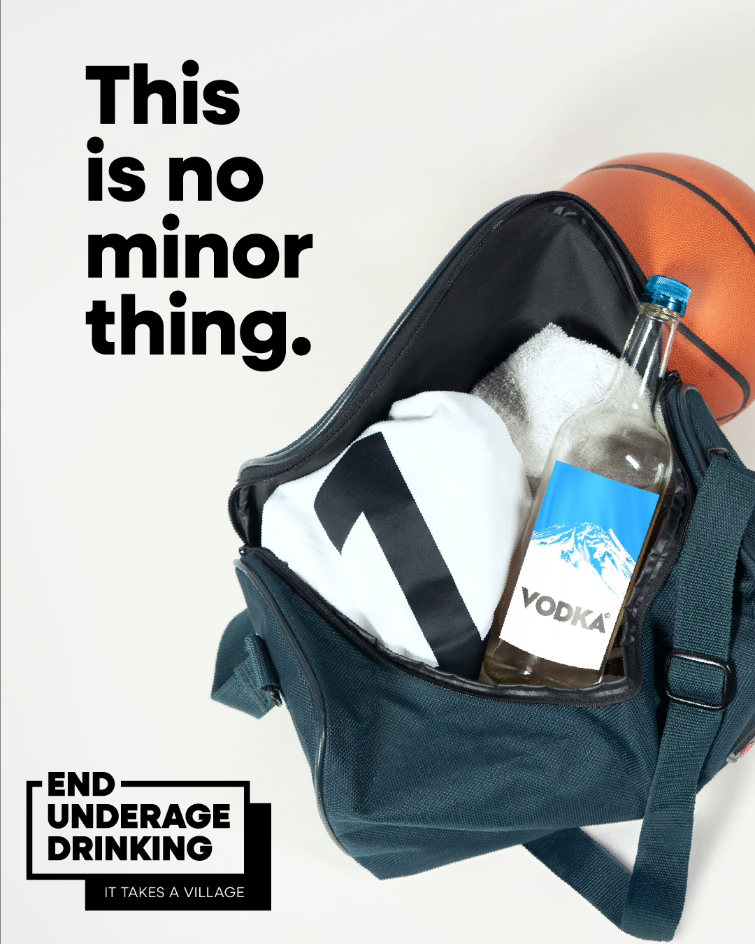 Sports bag with headline 'this is no minor thing'