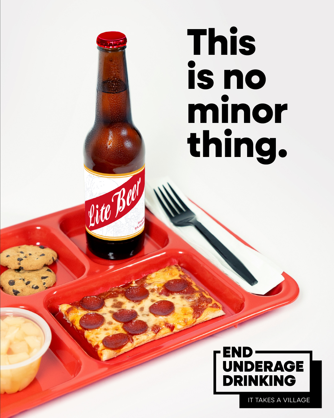 School lunch tray with headline 'this is no minor thing'